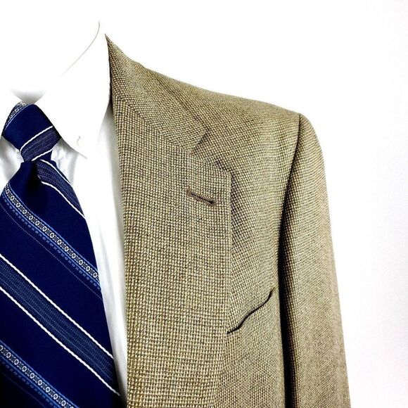 Hart Schaffner Marx Wool 2 Button Sport Coat 42R Tan Check Blazer - Picture 2 of 10